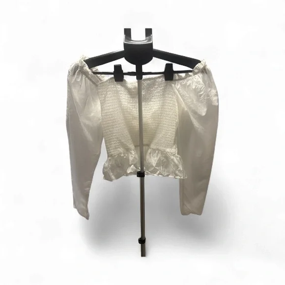 Wayf White Ruched Blouse - Picture 2 of 2